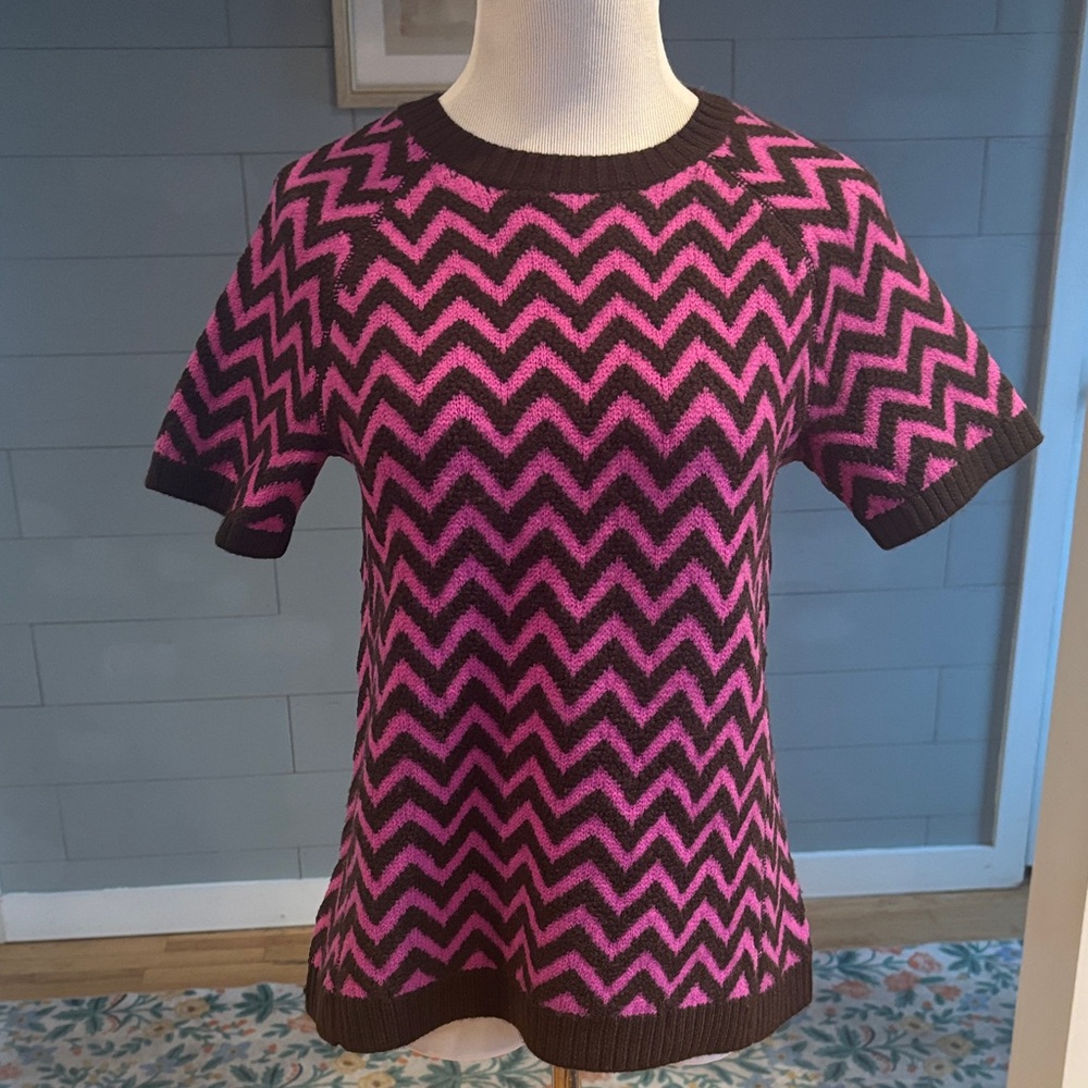 J. Crew Pink and Brown‎ Chevron Sweater